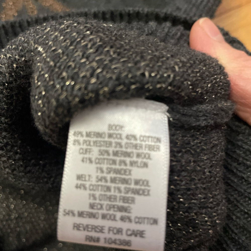 Garnet Hill Shimmering Vine Leaf Jacquard Knit‎ Ombre Sweater In Gray Size M - Picture 7 of 9